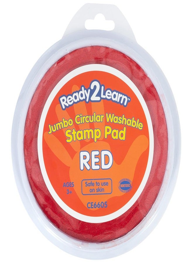 READY 2 LEARN Jumbo Circular Washable Stamp Pad - Red - 5.75" dia. - Non-Toxic - Fade Resistant - Ideal Size for Handprints and Footprints - Image 1